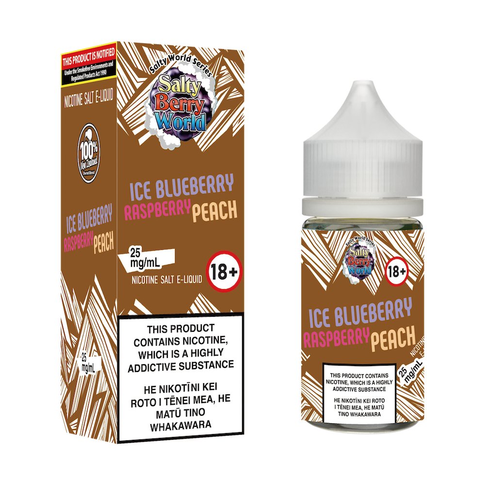 Ice Blueberry Raspberry Peach Nicotine Salt E-liquid | Shosha Vape NZ